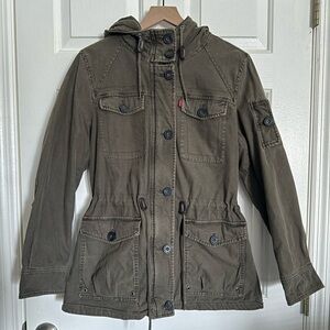 Levi's Women's Army Green Quilted Cotton Military Jacket - Large